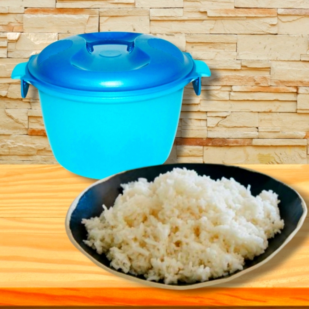 🤑 TUPPERWARE Microwave 2-Piece Rice Cooker Steamer 2.2 L Teal Turquoise # 6441B